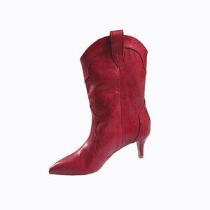 DV Dolce Vita Andres Bootie Sz 7 Cherry Leather Kitten Heel Y2K Cowgirl Western